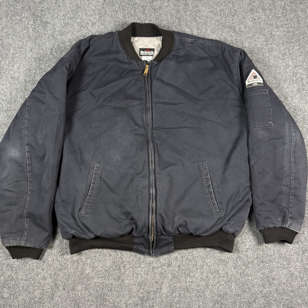 Bulwark FR Bomber Jacket Mens XXL-RG Navy Blue Quilted Flame Resistant JET2NV7
